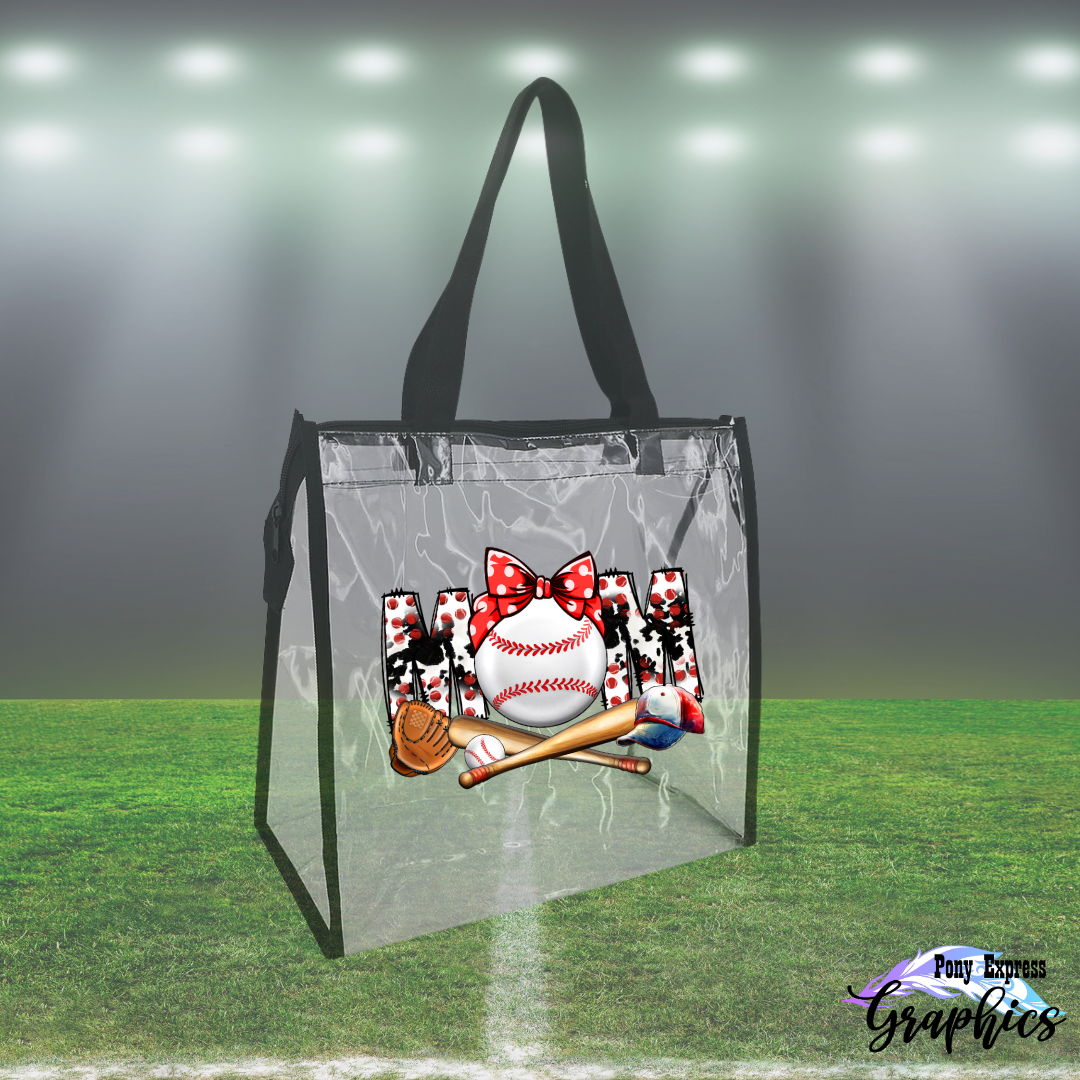 Baseball and Softball Zippered Clear Bag