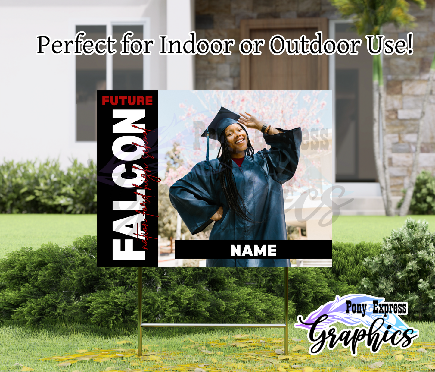 2026 Custom Graduation Photo Yard Sign: Future High Schooler With Mascot