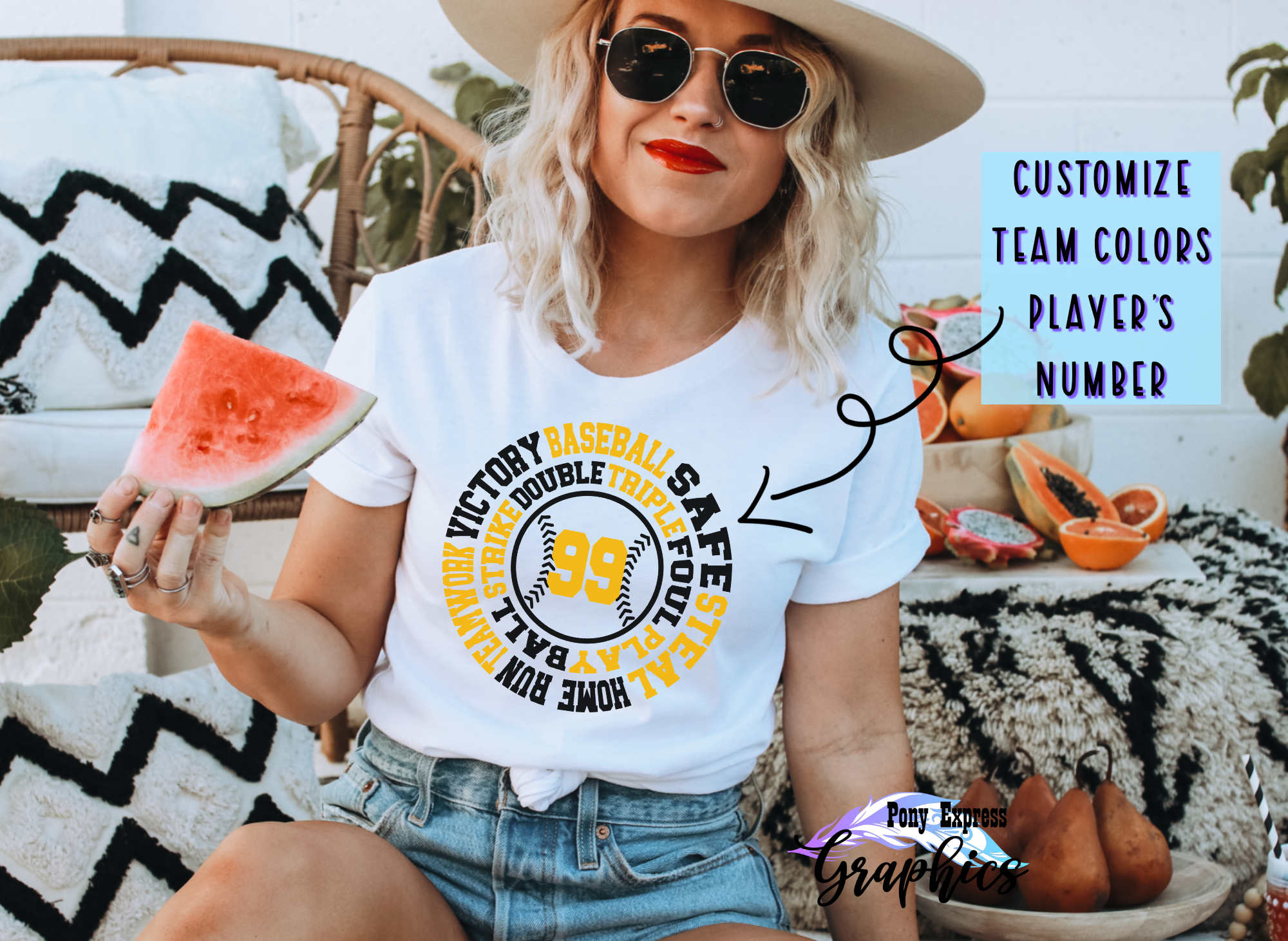 Baseball Word Art Graphic Tee Pony Express Graphics