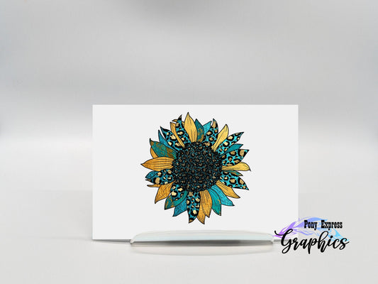 Turquoise and Gold Sunflower Decal
