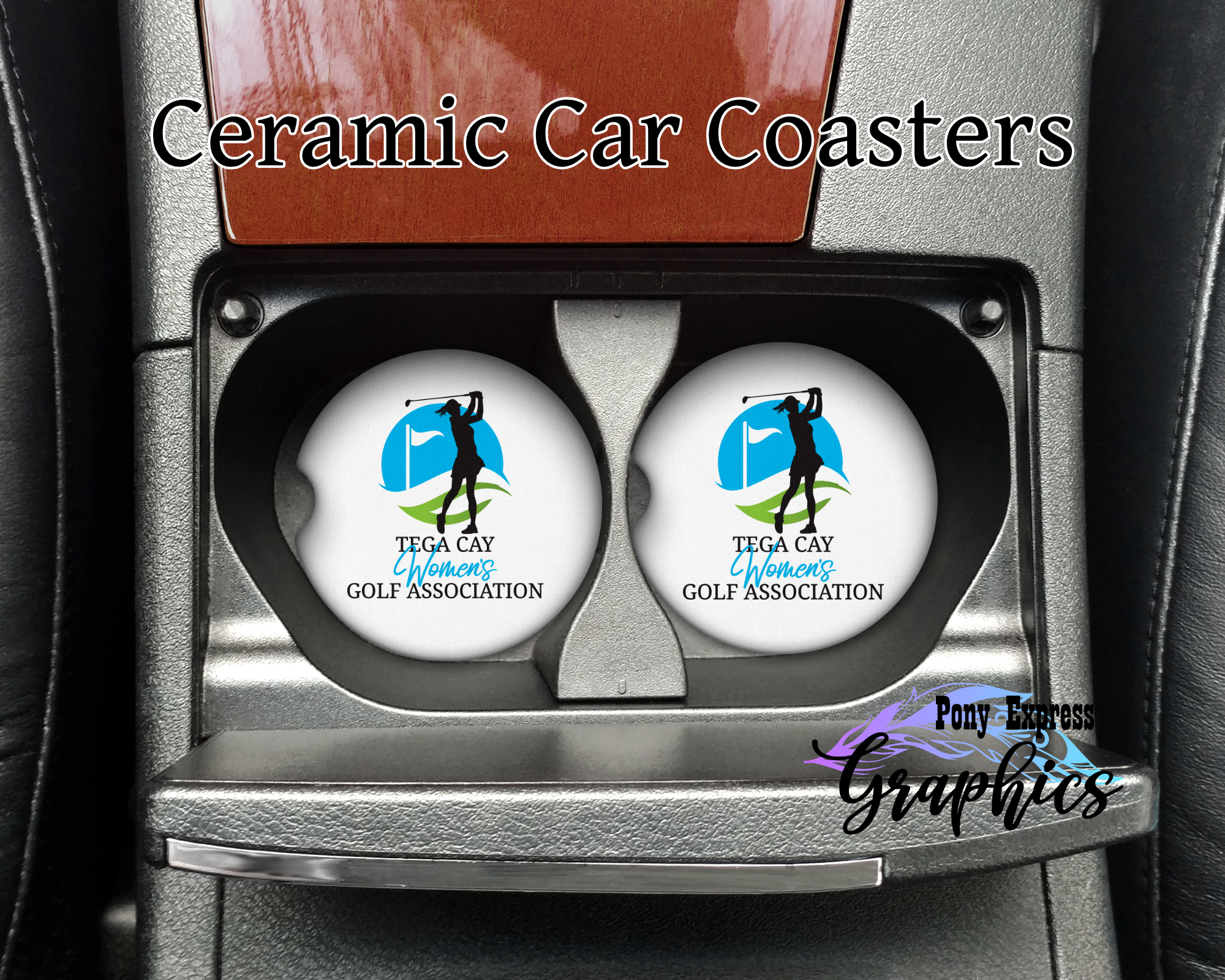 Custom Gloss Car Coasters - Set of 2 Gloss-Finish Ceramic Car Cup