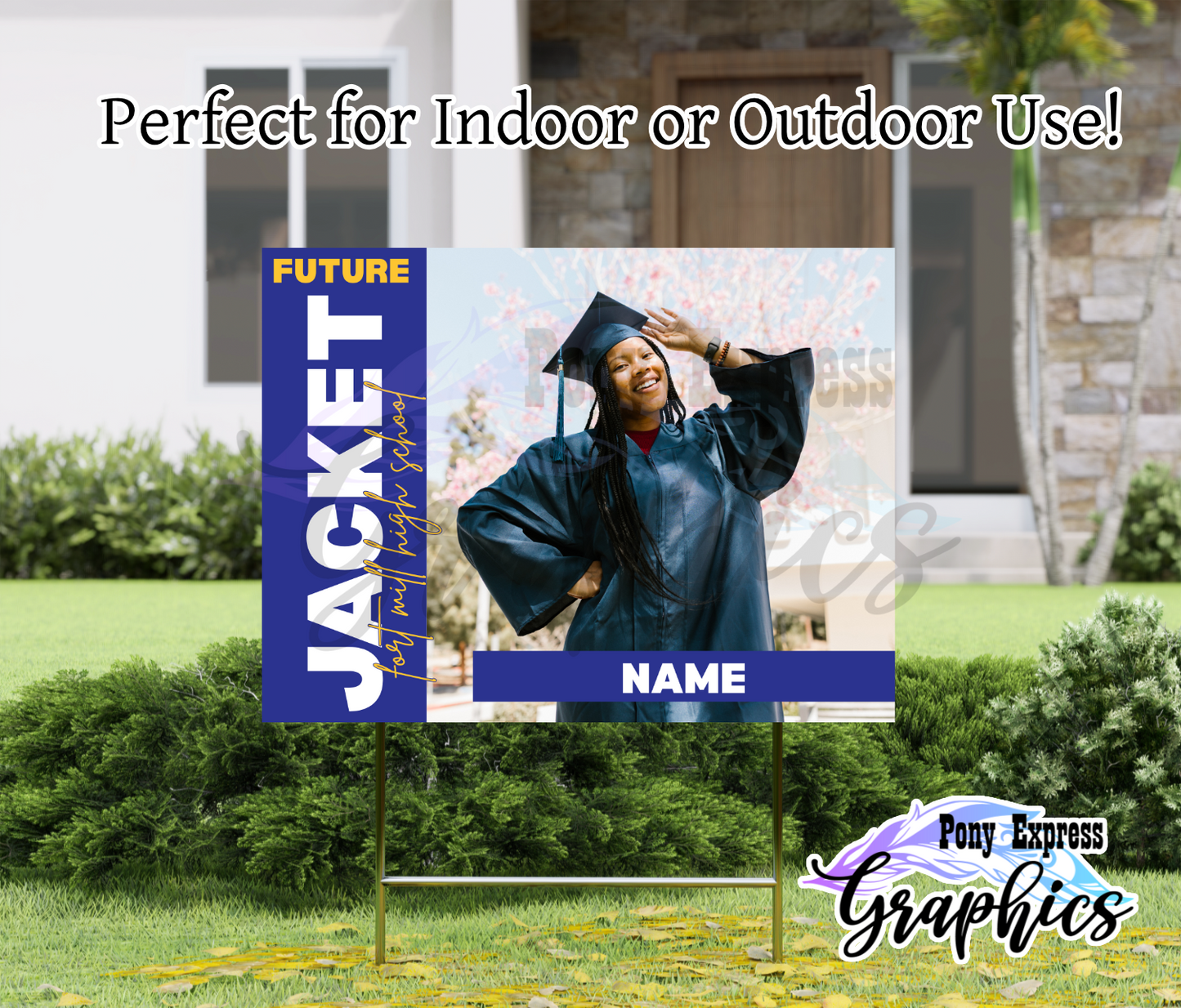 2026 Custom Graduation Photo Yard Sign: Future High Schooler With Mascot