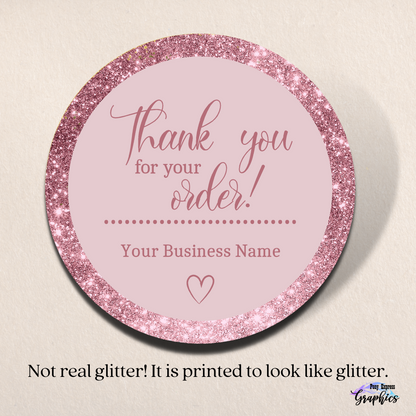 Custom Rose Gold Thank You Round Vinyl Packaging Stickers
