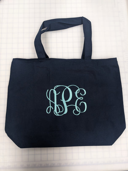 Embroidered Monogram Tote Bag