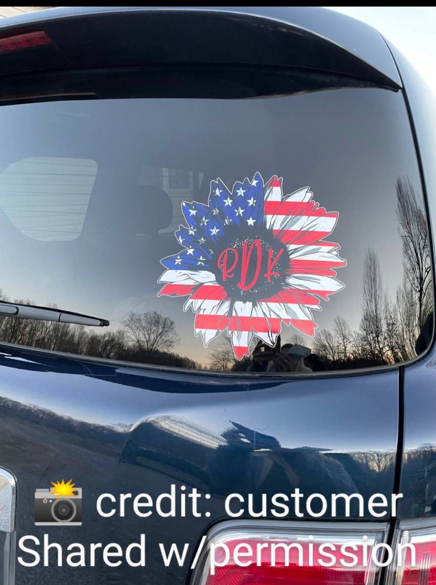 American Flag Sunflower Car Decal