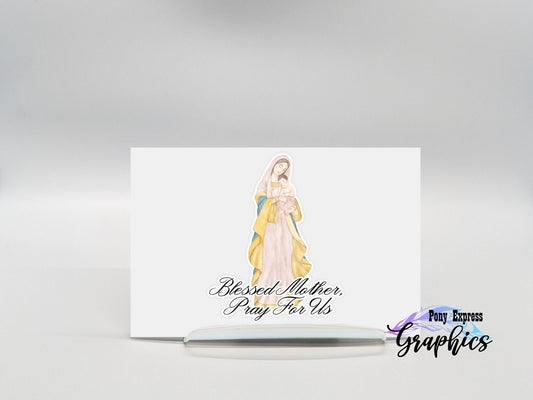 Blessed Mother Pray For Us Vinyl Decal