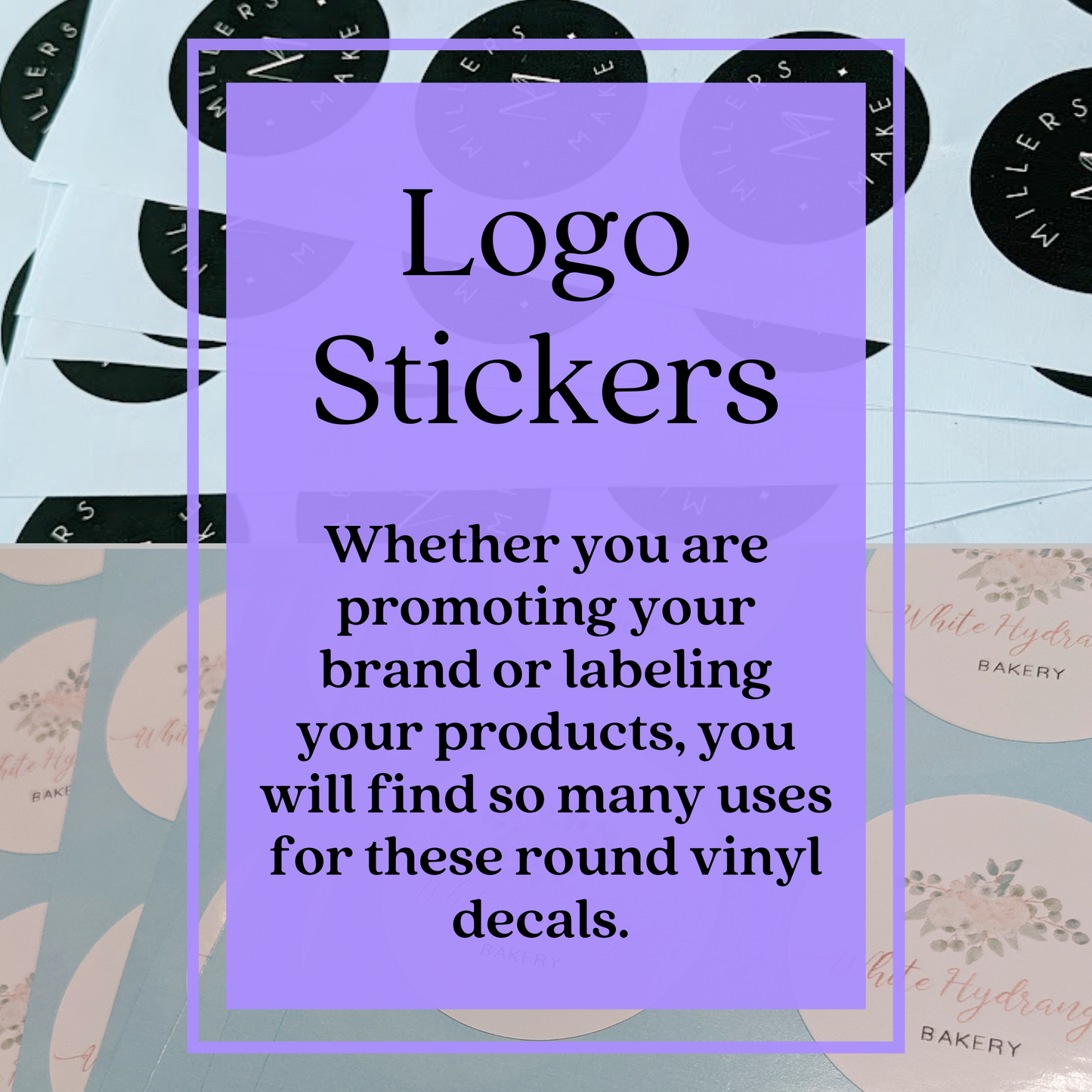 2 inch round vinyl logo stickers - Set of 100