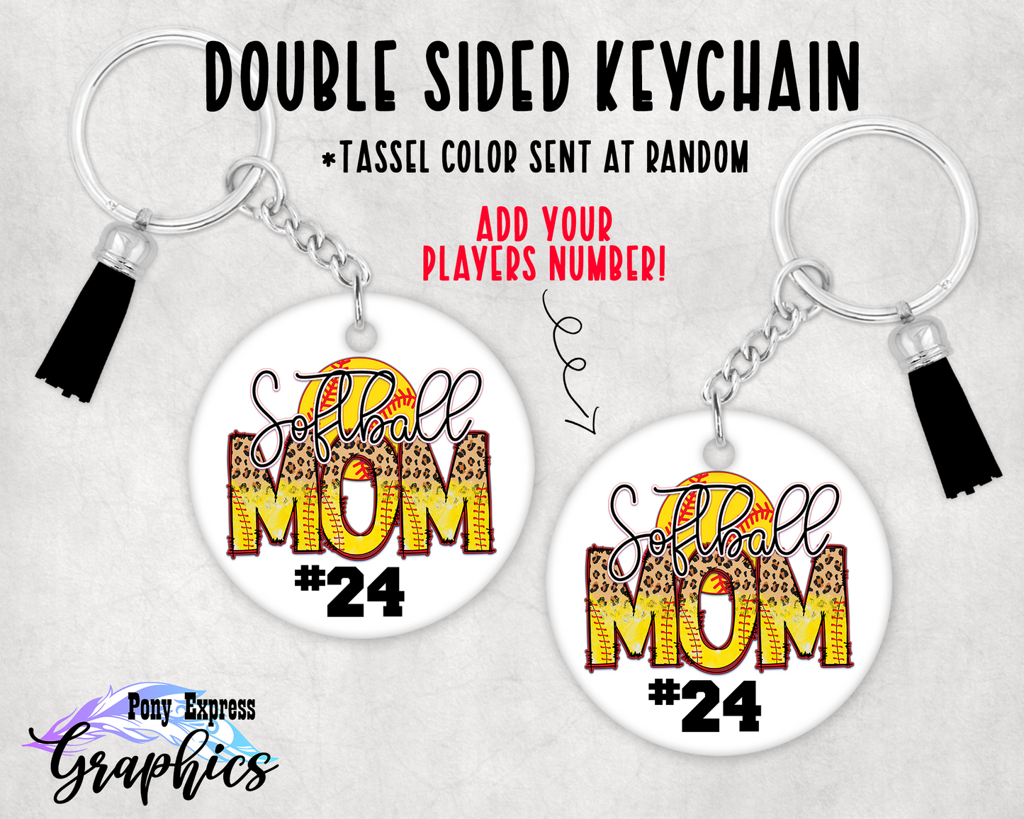 Customizable Softball Mom Keychain